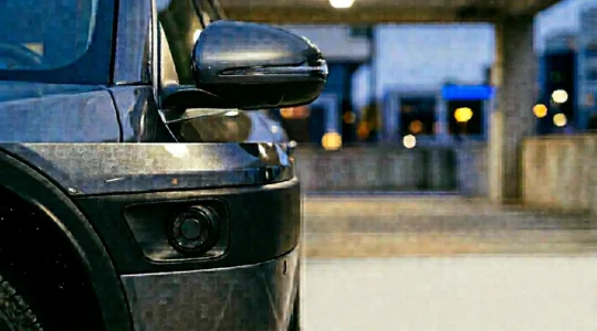 Modern vehicle blind spot detection radar sensor technology capturing lateral vehicle movement