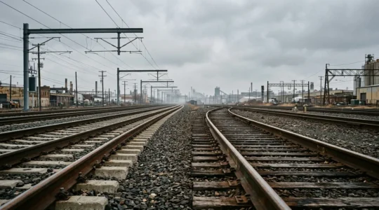 Comparative visualization of rail freight infrastructure showing the contrast between high-capacity and constrained rail systems
