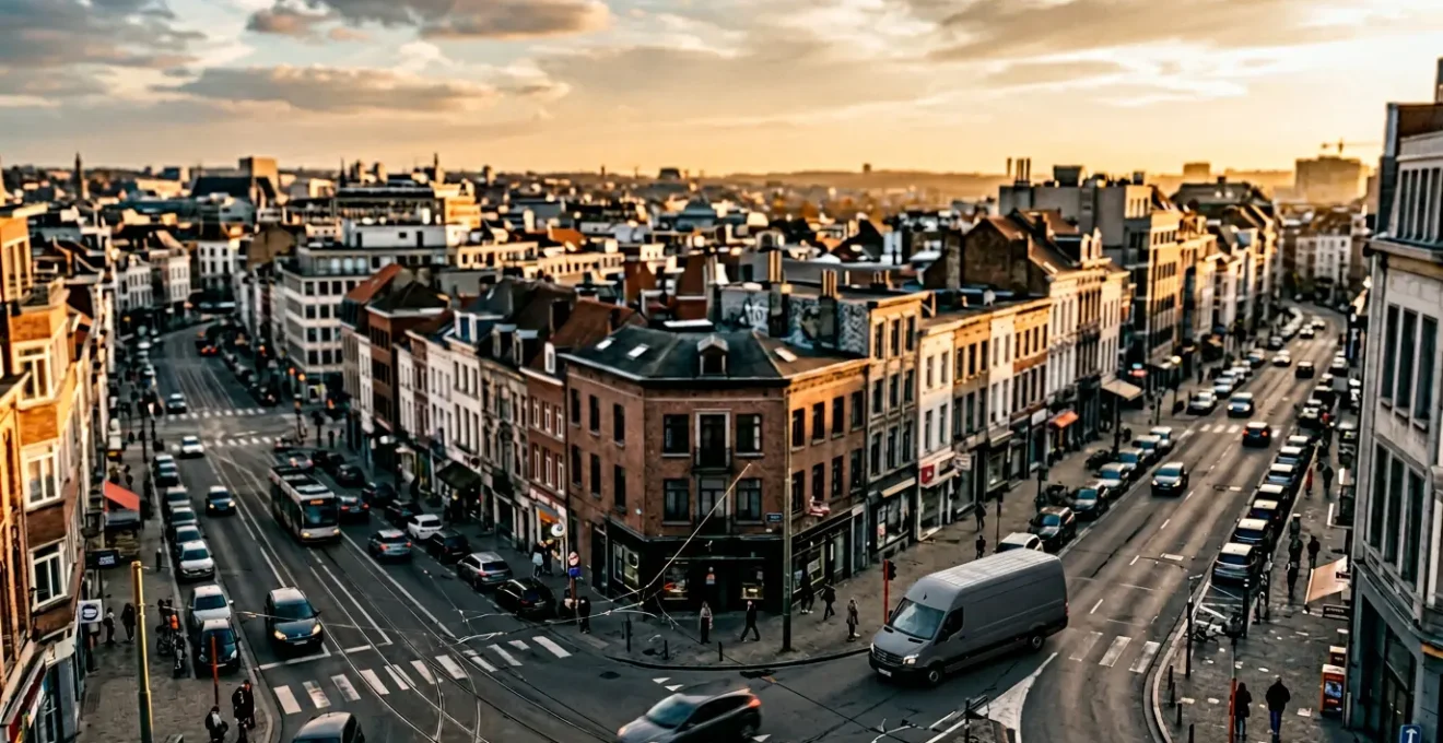 Urban delivery driver navigating dense city traffic during final mile logistics operations