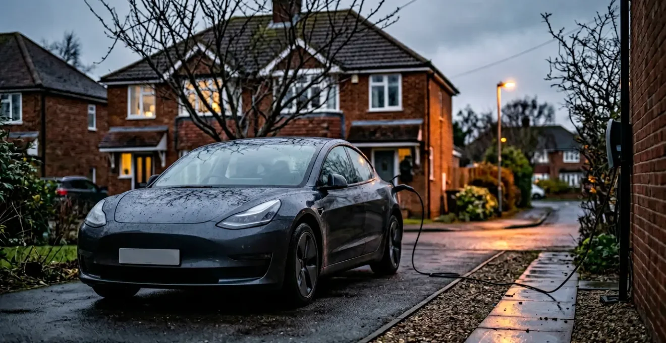 British EV owner contemplating electric vehicle decision in winter environment