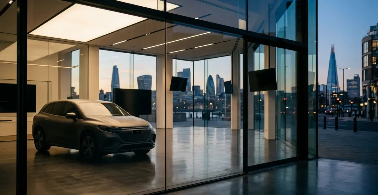 Modern vehicle dashboard featuring advanced safety technology systems and regulatory compliance indicators