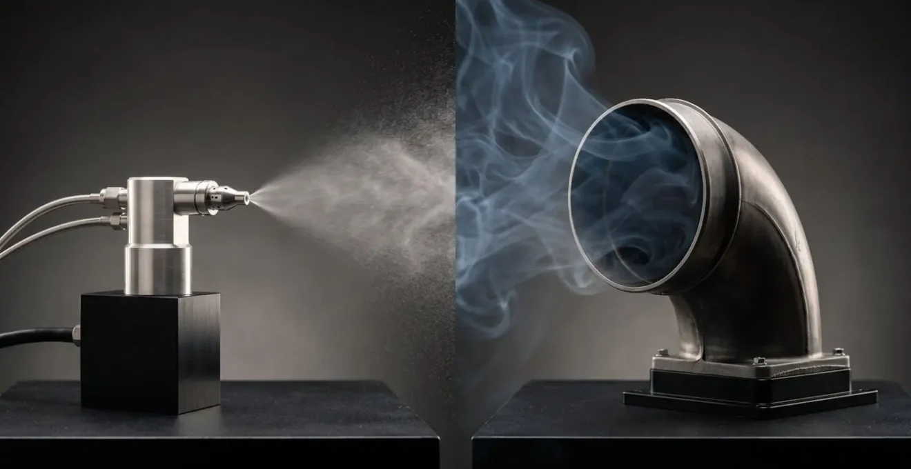 Symbolic visualization contrasting high pressure low volume versus high volume airflow in tire inflation context