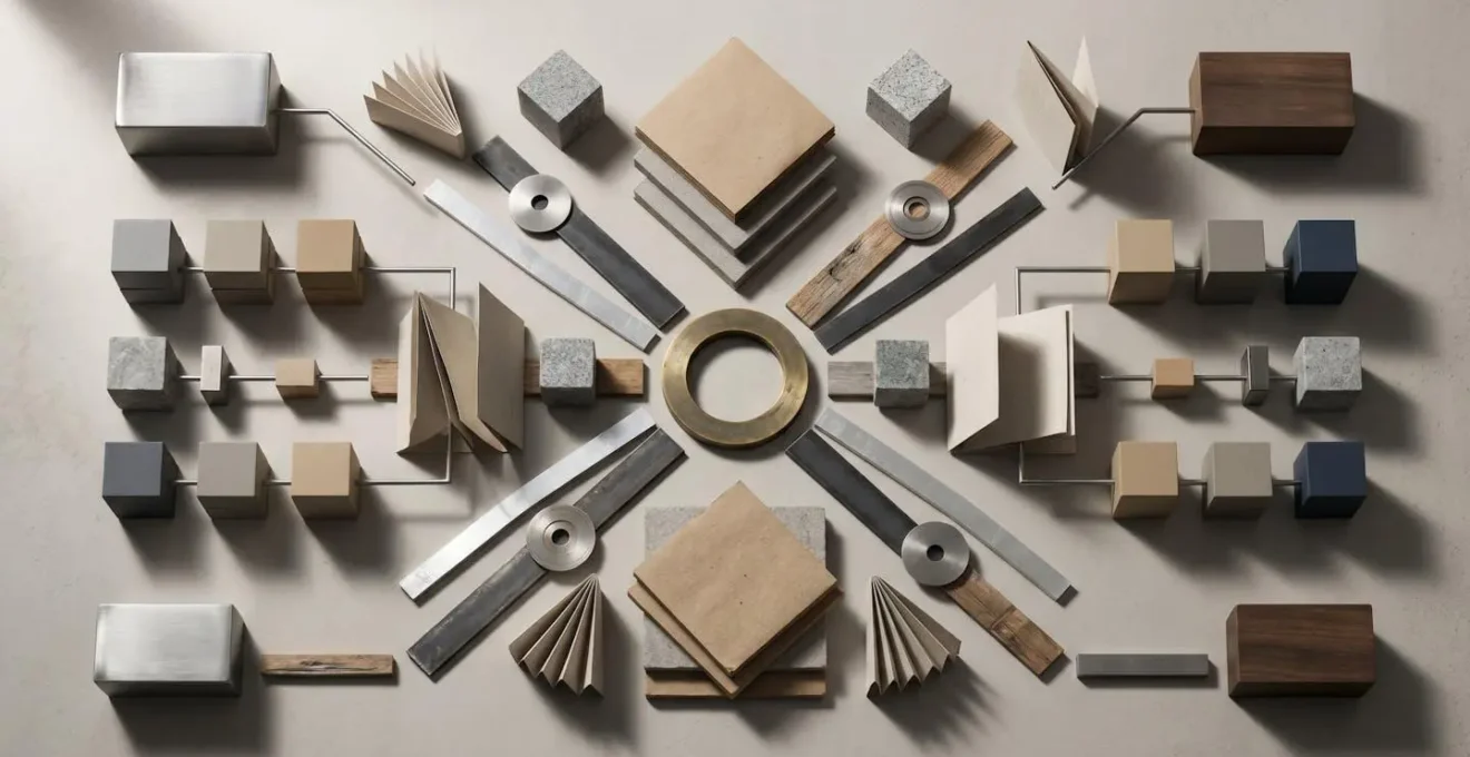 Symbolic overhead view of organized paperwork and documentation elements representing international shipping customs process