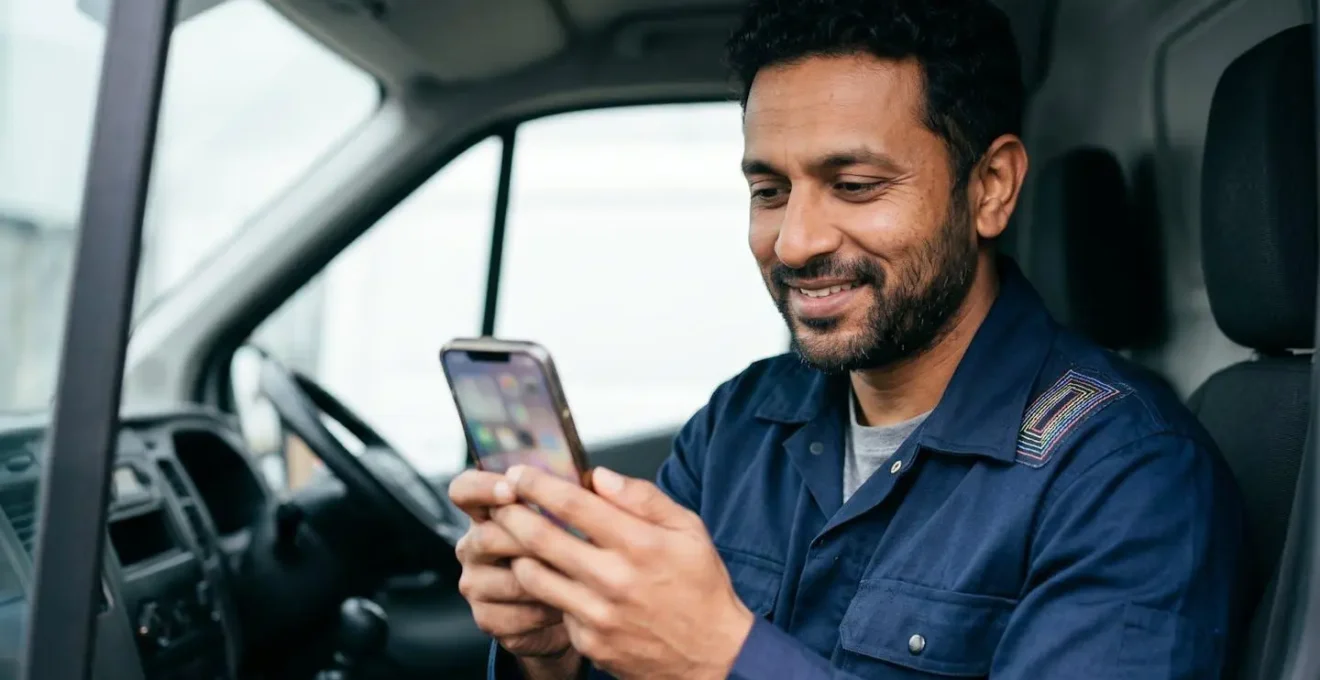 Driver engagement mobile application showing performance badges and achievement progress for fleet safety gamification
