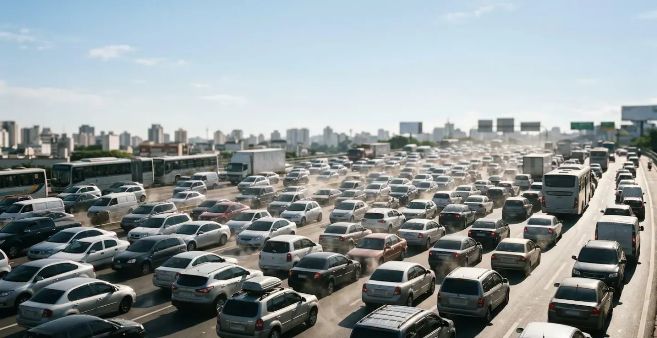 Environmental contrast showing thermal stress impact on transmission fluid degradation in urban versus highway driving