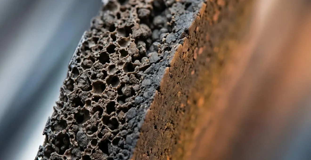Extreme close-up macro photograph showing battery cell electrode texture and surface detail